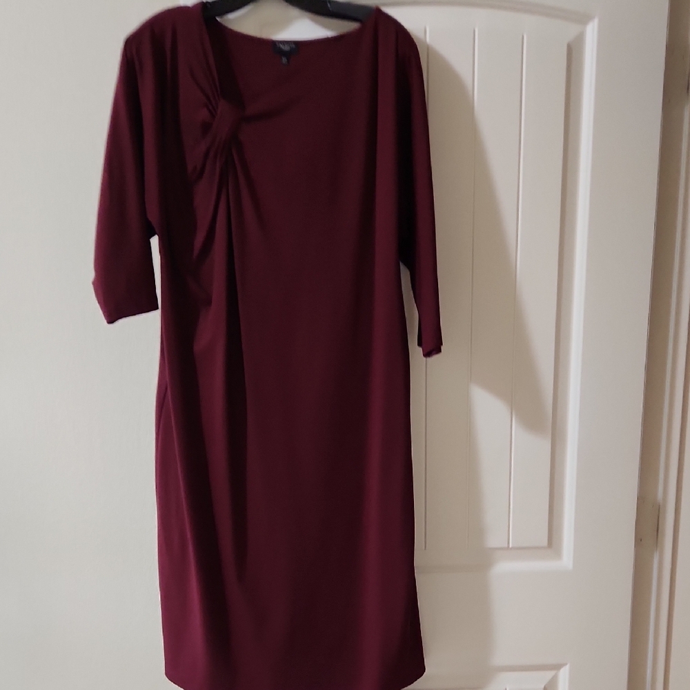 Talbots Burgundy 3/4 Length Sleeve Dress